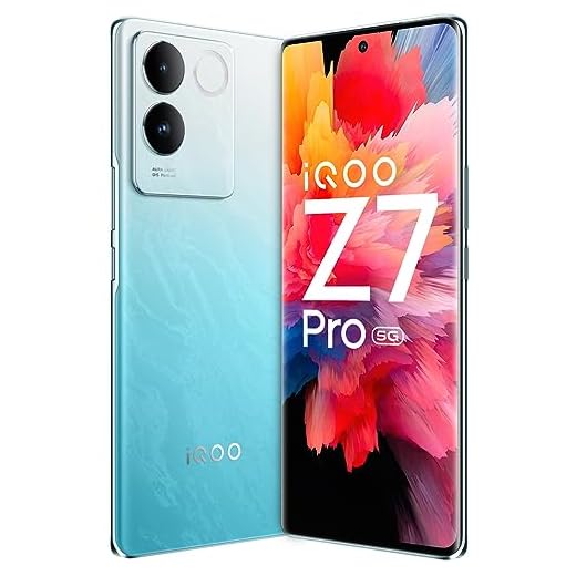 iQOO Z7 Pro 5G (Blue Lagoon, 8GB RAM, 256GB Storage) | 3D Curved AMOLED Display | 4nm MediaTek Dimesity 7200 5G Processor | 64MP Aura Light OIS Camera | Segment's Slimmest & Lightest Smartphone