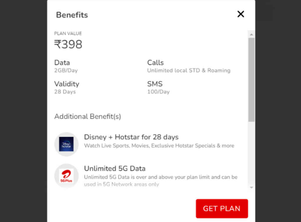 Airtel 398 Prepaid Plan