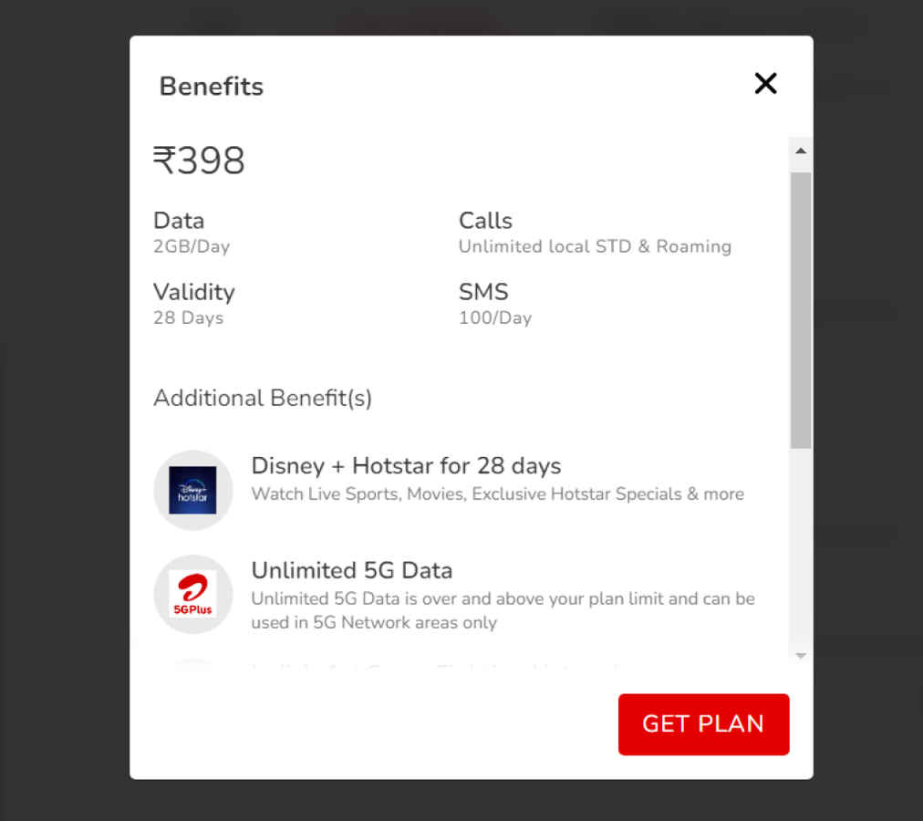 Airtel Rs 398 prepaid plan benefits